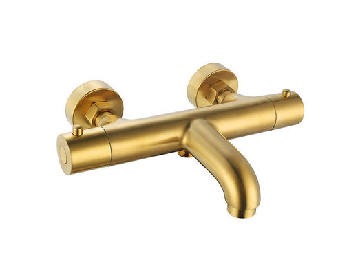 La température thermostaïque réglable de la baignoire ou de la douche de la fontaine de mélangeur brossé couleur dorée cuivre robinet OEM ronde classique