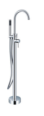 Faucet de salle de bain en laiton chrome autonome OEM à levier unique au sol monté avec un déviateur