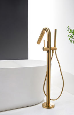 Faucon de salle de bain en laiton doré rose à levier unique OEM monté au sol