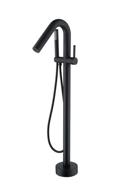 Faucets de salle de bain à levier unique montés au sol avec détournement Matt Noir Brass OEM