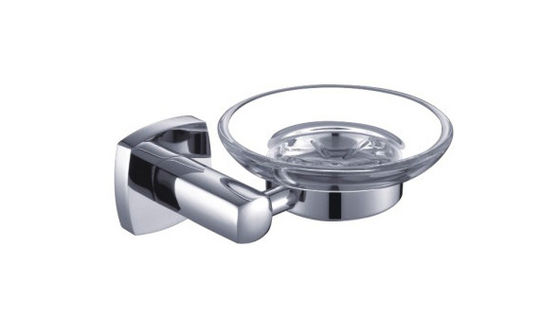 Accessoires de salle de bain en verre Chrome OEM Base en laiton Carré Porte-vaisselle en laiton
