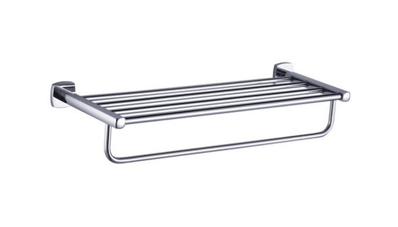 Accessoires de salle de bains chrome en laiton Bar à serviettes doubles avec étagère