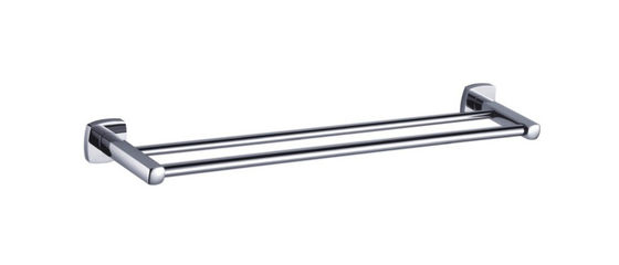 Porte-serviettes à double bâton en laiton salle de bain Couleur Chrome OEM Base en laiton Carré Avec conception courbe