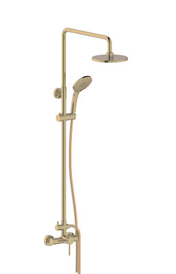 Un seul levier exposé salle de bains salle de bains mélangeur robinets Colonne ensemble annulaire Knurl Manche brossé laiton doré