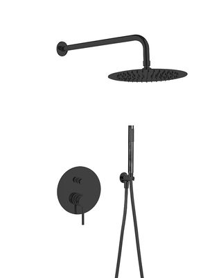 Matte noir classique dans le robinet de douche mural en laiton annular Knurl Manche