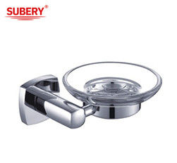 Accessoires de salle de bain en verre Chrome OEM Base en laiton Carré Porte-vaisselle en laiton