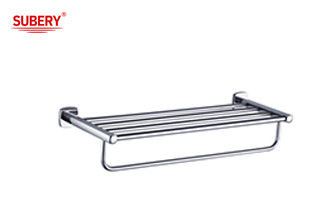 Accessoires de salle de bains chrome en laiton Bar à serviettes doubles avec étagère