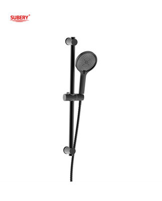Salle de bains Mat Noir Ronde Douche classique Slide Bar SUS304 3 Fonction ABS tuyau de douche à main en plastique