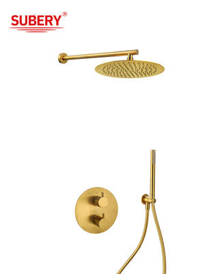 Caché dans le mur robinets thermostatiques brossés en laiton d'or OEM rond