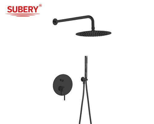 Matte noir classique dans le robinet de douche mural en laiton annular Knurl Manche