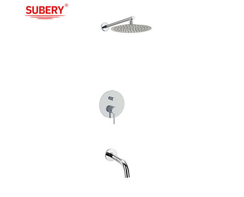 Caché dans le mur robinet de douche en laiton annulaire Knurl manche chrome OEM salle de bain baignoire