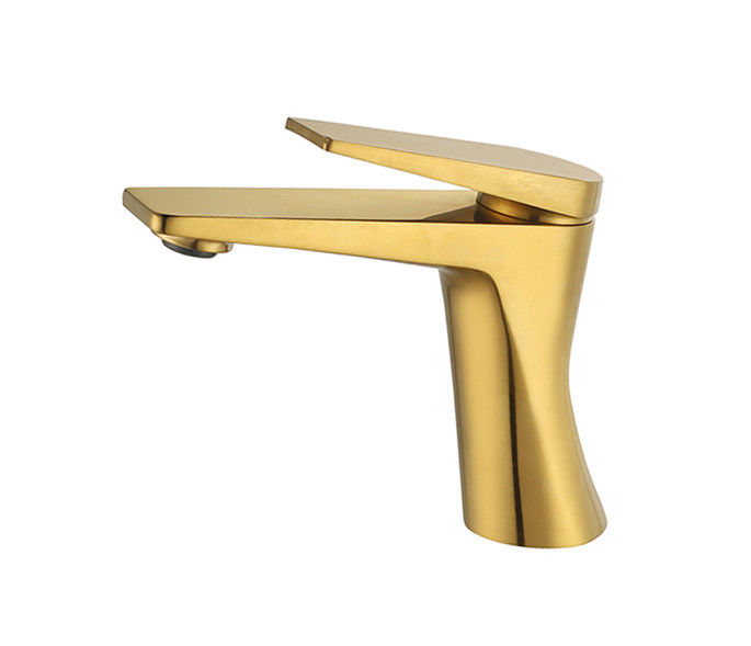 Un seul levier bassin mélangeur robinet salle de bains or brossé laiton eau chaude et froide OEM