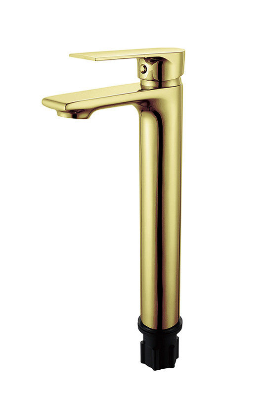 Faucon de mélangeur de bassin de haute hauteur à levier unique salle de bains Golden Brass Faucon distributeur d'eau chaude et froide
