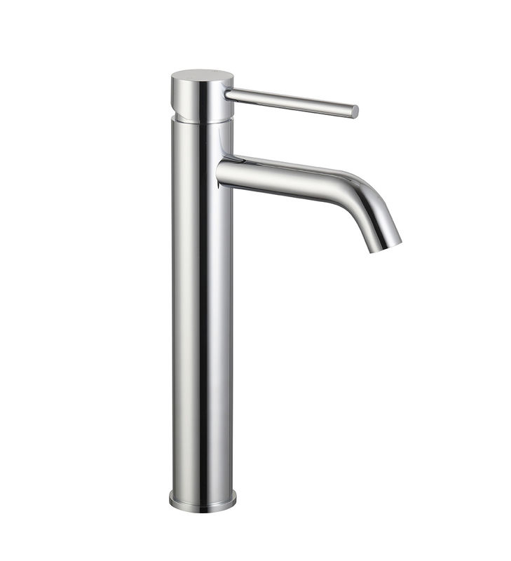 Un seul levier haut bassin mélangeur robinet salle de bain chrome laiton long manche robinet d'eau chaude et froide