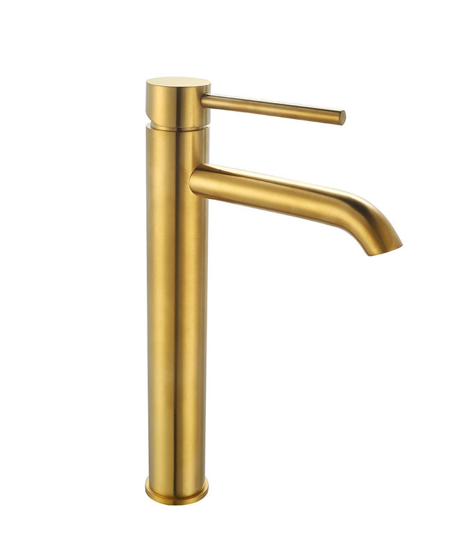 Salle de bains Brushed Golden robinet d'eau chaude et froide à levier unique haut mélangeur de bassin moderne OEM