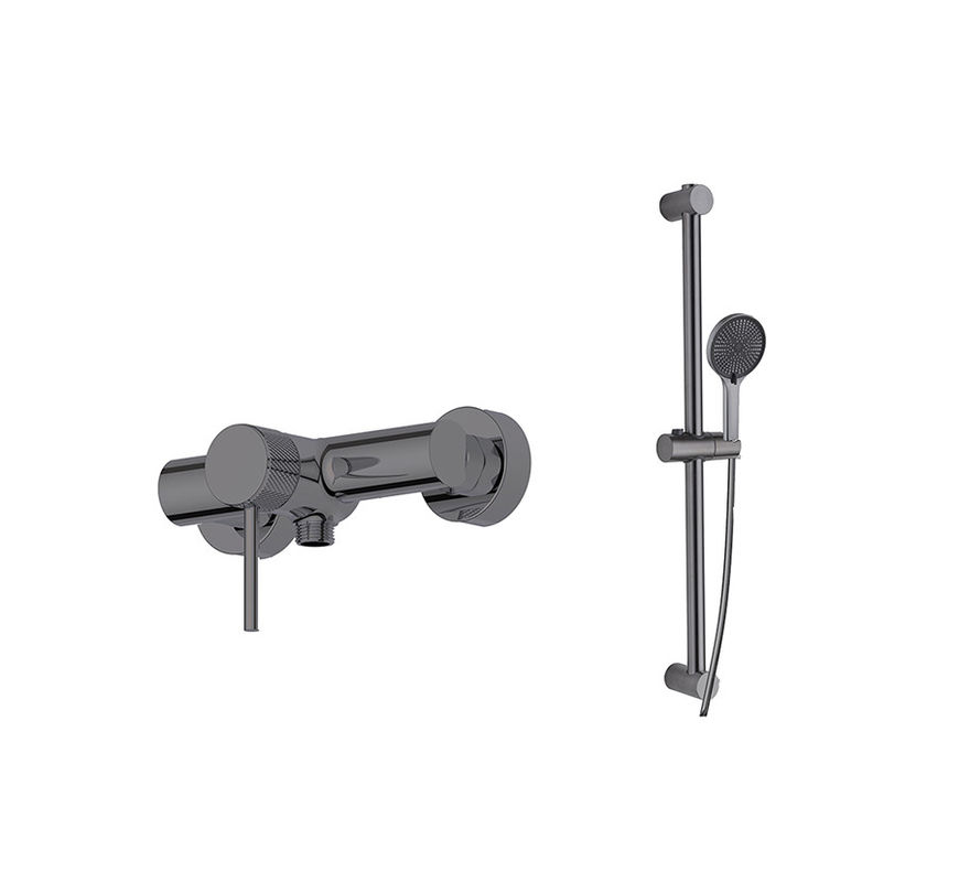Un seul levier douche mélangeur de douche de bain robinets de douche de glissière de rail de barre de tuyau ensemble pistolet métal laiton