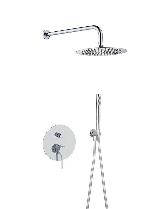 Caché dans le mur de laiton anneau boucle poignée douche de pluie construire dans la douche de main mixeur ensemble robinet chrome OEM ronde classique
