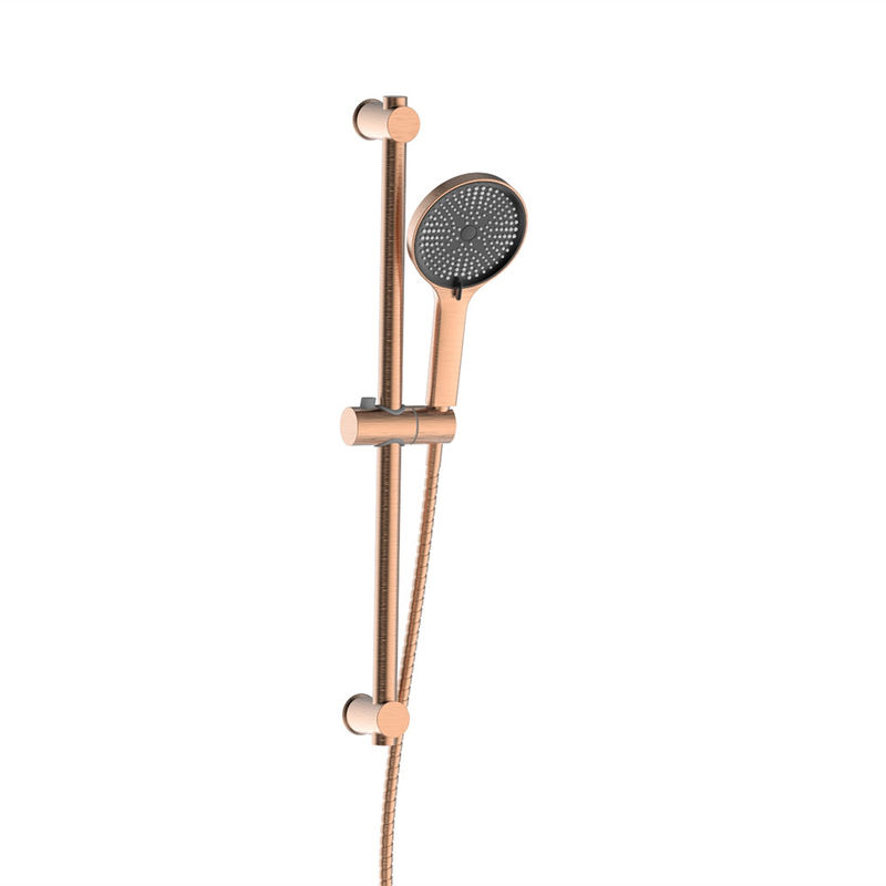 SUS304 3 fonction Shower Slide Bar Rail Set ABS Plastique tuyau de douche à main salle de bain Rose doré rond classique