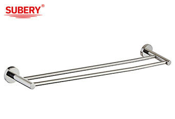 SUS304 Barre à serviette à double main Polissée couleur chrome OEM Projet de design rond Maison