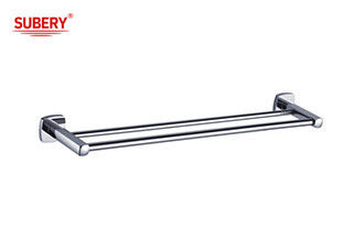 Porte-serviettes à double bâton en laiton salle de bain Couleur Chrome OEM Base en laiton Carré Avec conception courbe