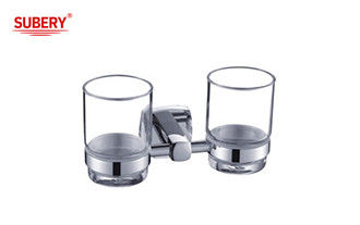 Porte-pipe en laiton double salle de bain en verre couleur chrome haute qualité OEM base en laiton carré avec conception courbe