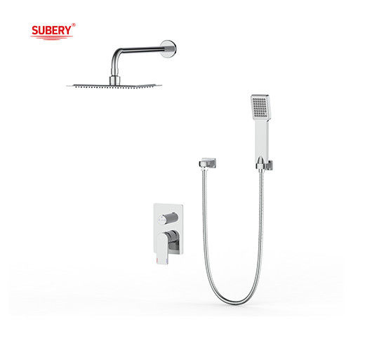 Un seul levier caché dans le mur Mélangeur de bain ou de douche avec déviateur Douche à la pluie Douche à la main Bain Matt Ruban de robinet en laiton noir