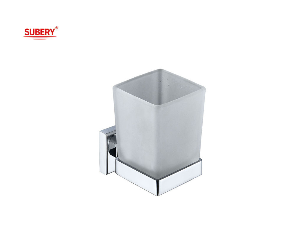 Porte-gobelets en laiton en verre salle de bain de haute qualité couleur chrome OEM nobel base en laiton design carré