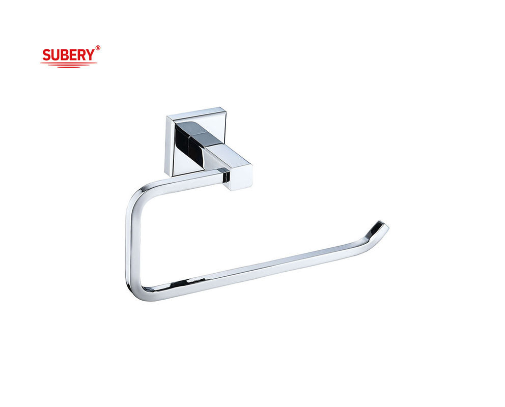 Porteur d'anneau de serviette unique en laiton salle de bains de haute qualité couleur chrome OEM base en laiton facile d'installation forme carrée