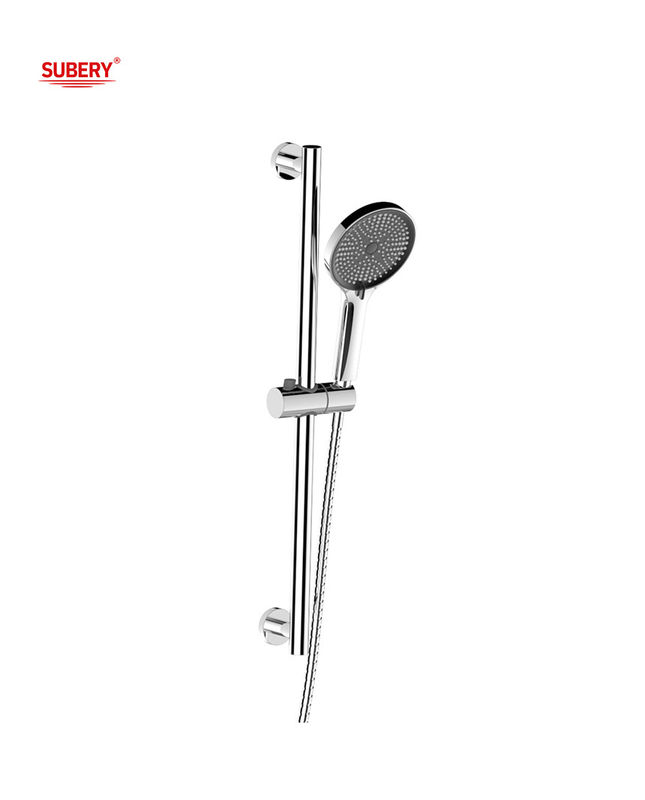 Chromé rond classique porte-douche bar salle de bain SUS304 3 fonction ABS tuyau de douche à main en plastique