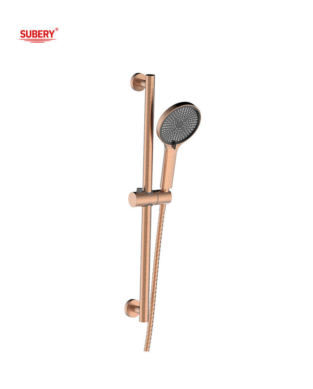 Rose dorée douche réglable barre coulissante SUS304 3 fonctions ABS plastique douche à main tuyau salle de bain
