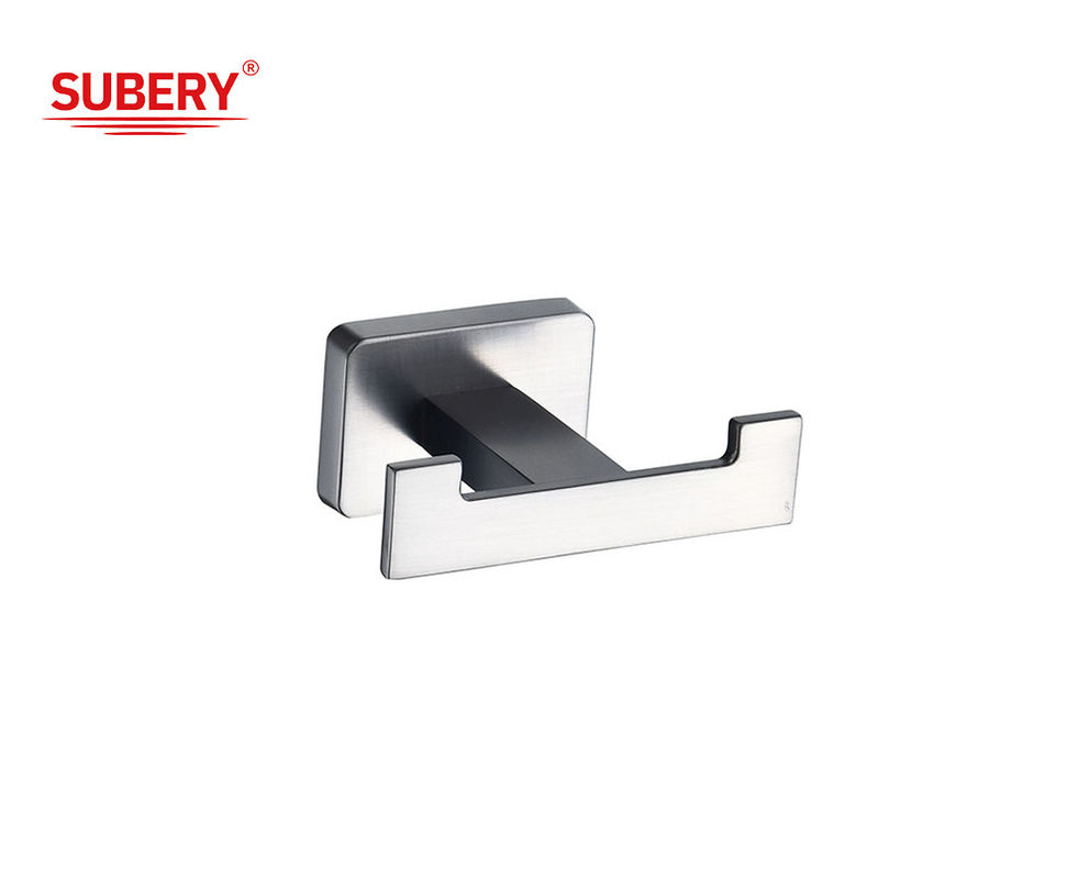 Zinc Carré Double Robe Crochet Pistolet de salle de bain Couleur métallique Design OEM classique