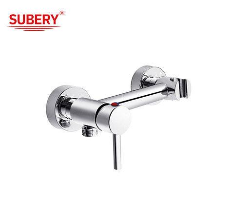 Faucets de douche à levier unique, rouleaux, poignée en cuivre chrome, eau chaude et froide
