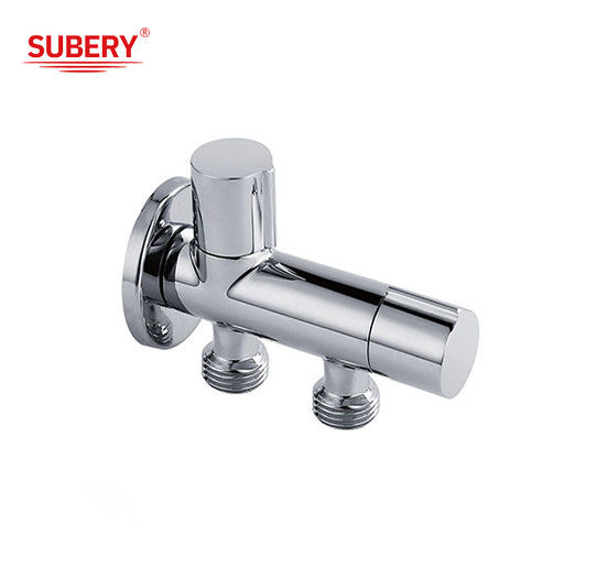 Forme de L personnalisée G1/2 Une entrée Deux sorties Machine à laver en laiton chrome Valves d'entrée d'eau Salle de bains Toilette Vente d'angle