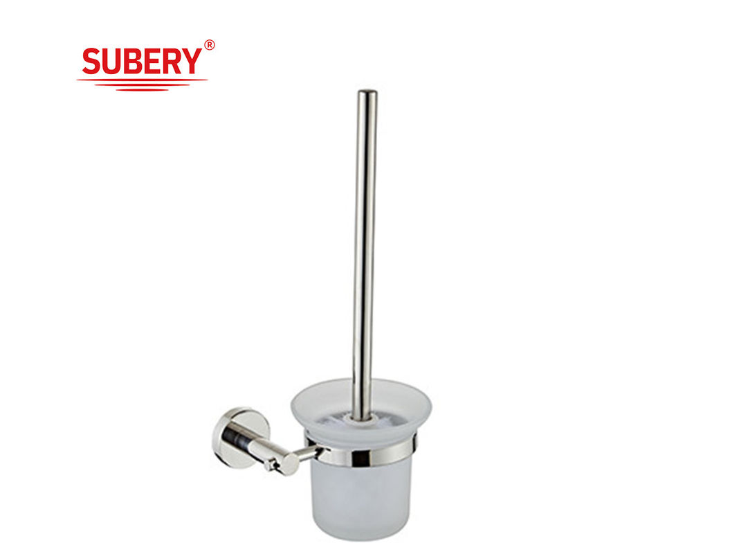 Porteur de pinceau de toilette en acier inoxydable SS304 monté sur le mur avec tasse en verre