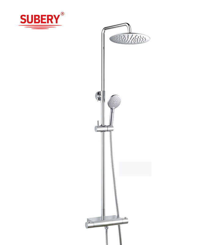 Ronde double tête de douche montée sur le mur en chrome en acier inoxydable salle de bains salle de bain thermostatique douche pluie