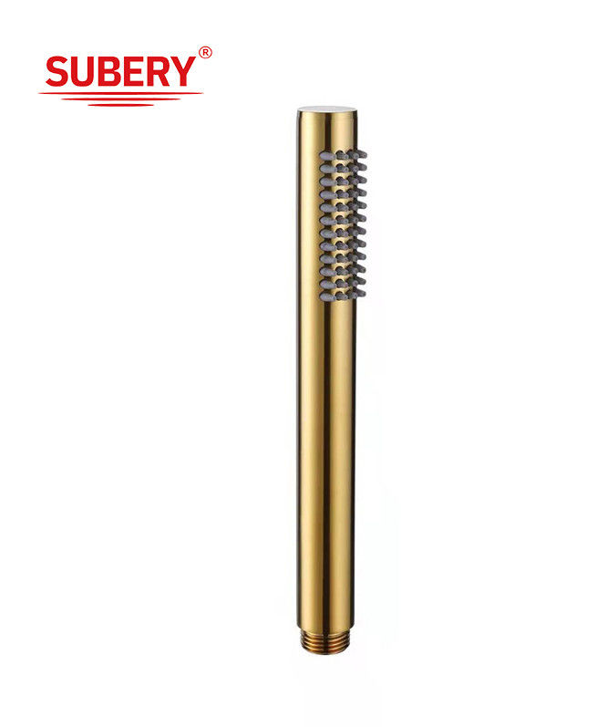 Microphone en laiton douche à main douche à la main pour la colonne de douche brossé salle de bain dorée buse en silicone facile à nettoyer OEM rond