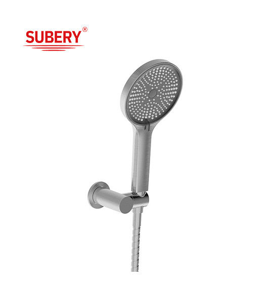 ABS plastique 3 fonctions douches à main pistolet métal grand bain rond liquide buse en silicium facile à nettoyer